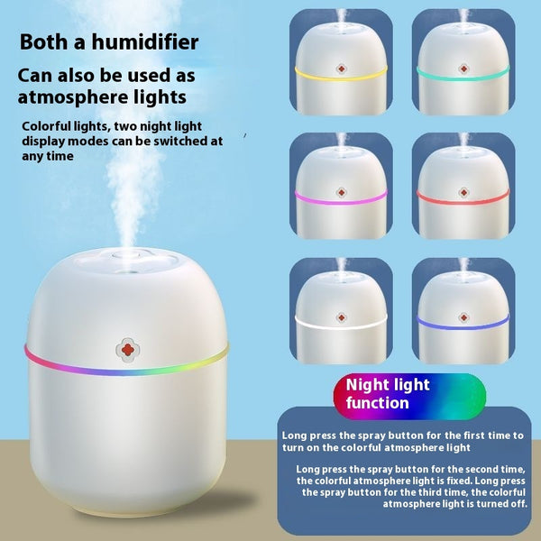 VELORA Mini USB Cool-Mist Humidifier — Colour Light Ring