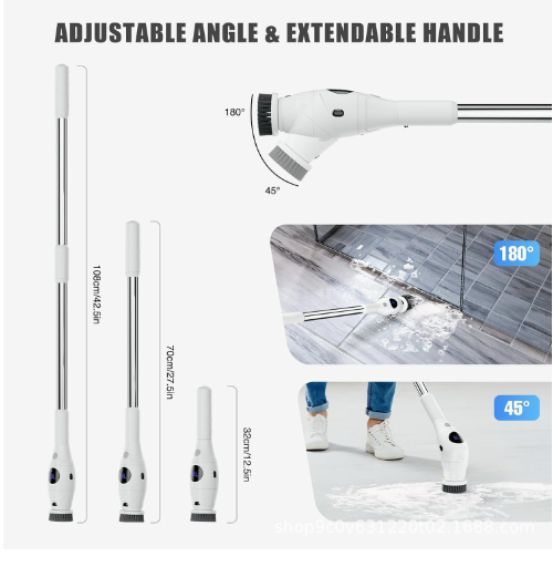 Extendable handle and adjustable scrubber angle