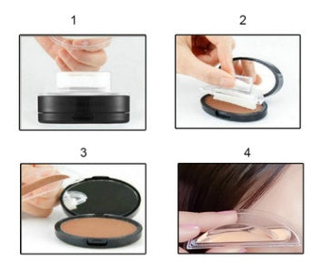 Brown eyebrow powder compact with clear stamp applicator — product view 4.