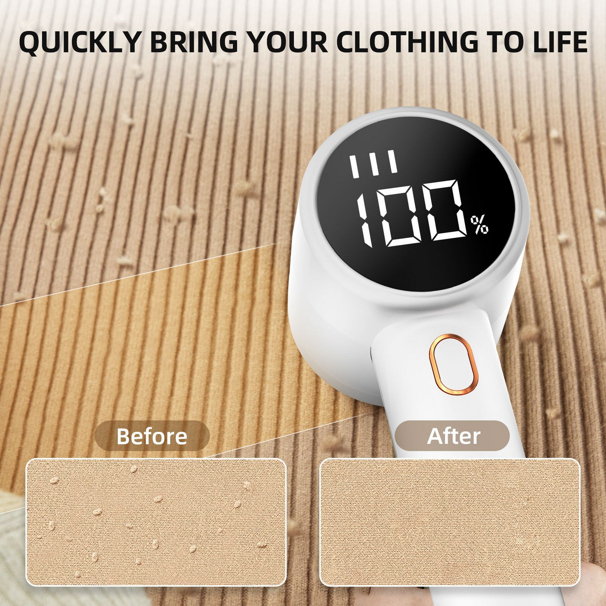 VELORA Rechargeable Fabric Shaver — Digital Display