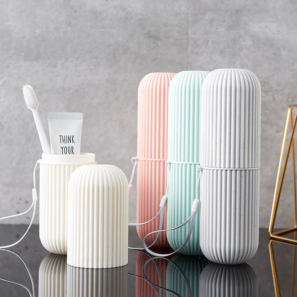 VELORA Travel Toothbrush & Toothpaste Case — Ribbed Design