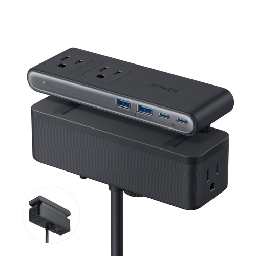 Black Anker Nano A9196 10-in-1 70W desk clamp power strip