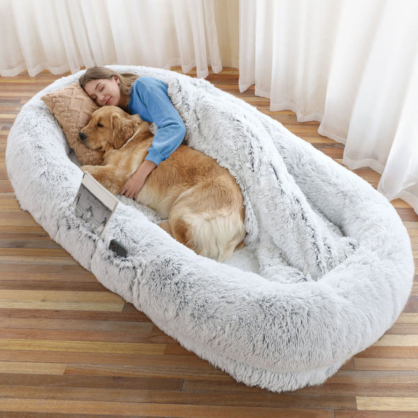 VELORA™ Large Oval Lounge Bed — Grey, 71 × 45 in