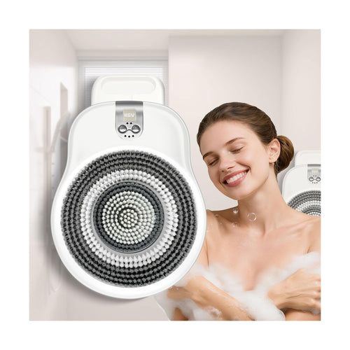 White KGV-XZJ rechargeable wall-mounted electric back scrubber with circular bristle head and adjustable mounting rail