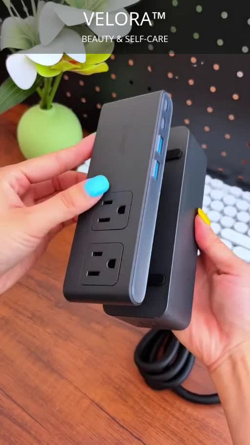 VELORA video demonstration of the exact black Anker A9196 desk clamp power strip