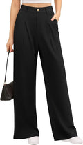Black high-waisted wide-leg trousers, front view
